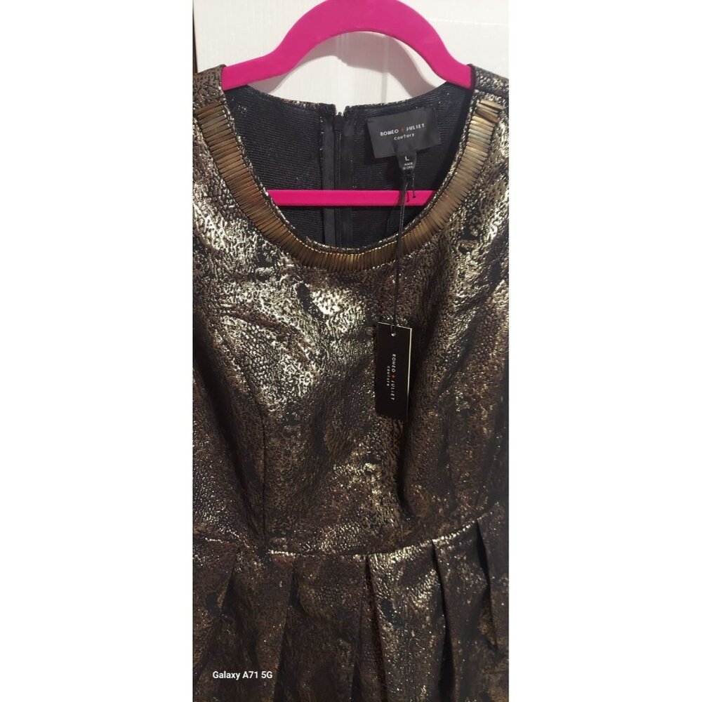 Romeo &‎ Juliet Couture Dress Black Gold Sleeveless Size L Party Homecoming NWT - Picture 4 of 15